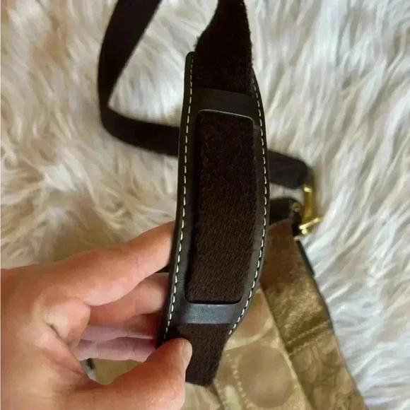 Coach F40970 Gold Metallic Leather Suede Signature Patchwork Crossbody Bag - Picture 9 of 13